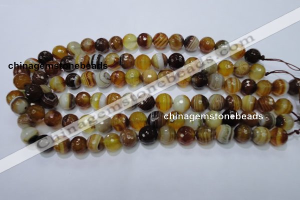 CAG2712 15.5 inches 8mm faceted round yellow line agate beads