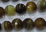 CAG2715 15.5 inches 14mm faceted round yellow line agate beads