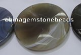 CAG2728 15.5 inches 40mm faceted coin grey line agate beads