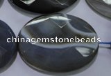 CAG2738 15.5 inches 30*40mm faceted oval grey line agate beads