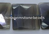 CAG2746 15.5 inches 30*30mm faceted square grey line agate beads
