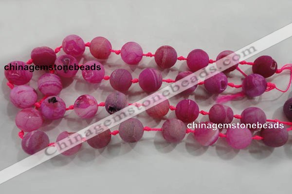 CAG2805 15.5 inches 18mm round matte druzy agate beads whholesale