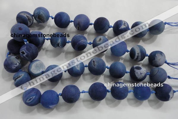 CAG2806 15.5 inches 18mm round matte druzy agate beads whholesale