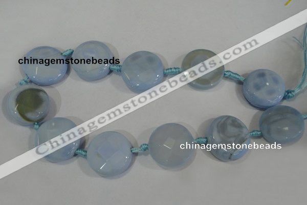 CAG2885 15.5 inches 23mm faceted coin agate gemstone beads