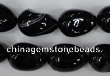 CAG2900 15.5 inches 13*18mm twisted teardrop black line agate beads