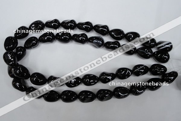 CAG2900 15.5 inches 13*18mm twisted teardrop black line agate beads