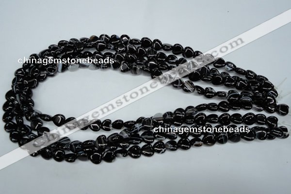 CAG2902 15.5 inches 8*8mm heart black line agate beads