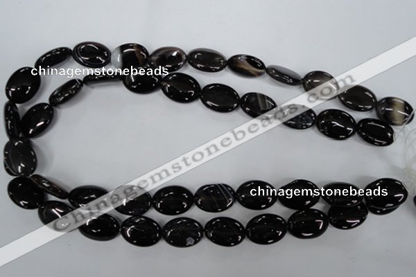 CAG2918 15.5 inches 13*18mm oval black line agate beads