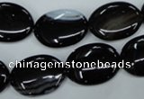 CAG2919 15.5 inches 15*20mm oval black line agate beads