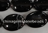 CAG2920 15.5 inches 18*25mm oval black line agate beads