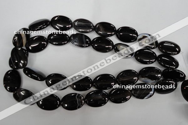 CAG2920 15.5 inches 18*25mm oval black line agate beads