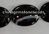 CAG2921 15.5 inches 22*30mm oval black line agate beads