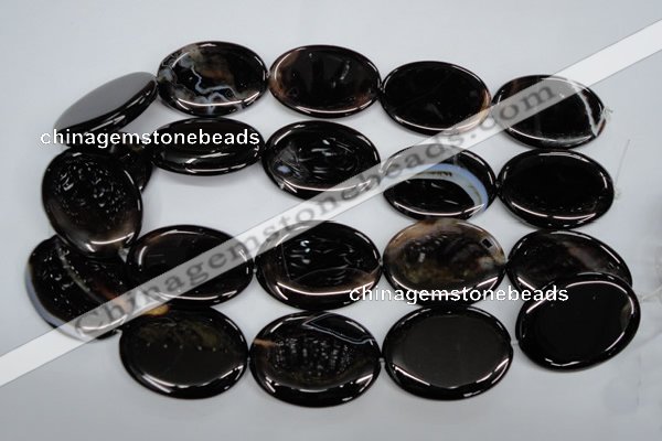 CAG2922 15.5 inches 30*40mm oval black line agate beads