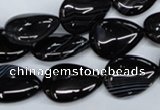 CAG2926 15.5 inches 13*18mm flat teardrop black line agate beads