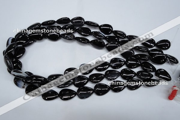 CAG2926 15.5 inches 13*18mm flat teardrop black line agate beads