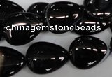 CAG2927 15.5 inches 15*20mm flat teardrop black line agate beads