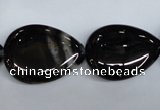 CAG2928 15.5 inches 18*25mm flat teardrop black line agate beads