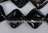 CAG2936 15.5 inches 18*18mm diamond black line agate beads