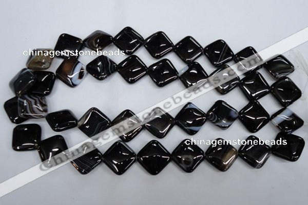 CAG2936 15.5 inches 18*18mm diamond black line agate beads