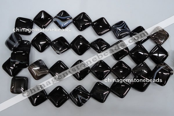 CAG2937 15.5 inches 20*20mm diamond black line agate beads