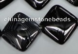 CAG2938 15.5 inches 22*22mm diamond black line agate beads