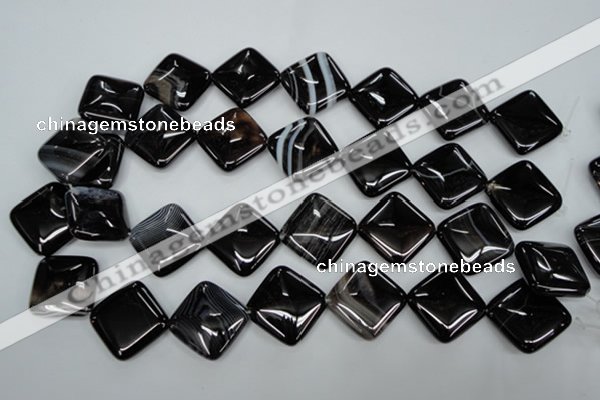 CAG2938 15.5 inches 22*22mm diamond black line agate beads