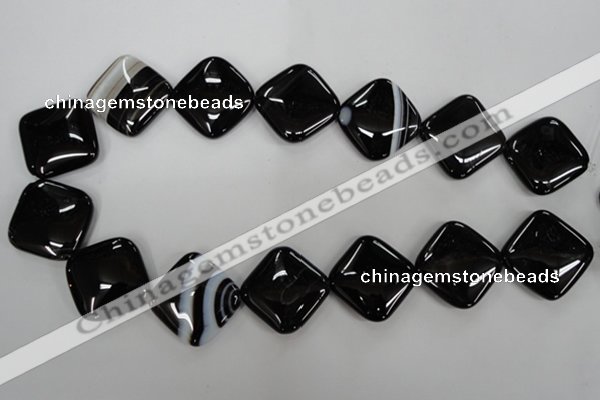 CAG2939 15.5 inches 25*25mm diamond black line agate beads