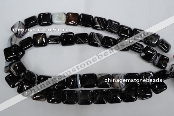 CAG2945 15.5 inches 16*16mm square black line agate beads