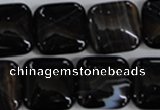 CAG2946 15.5 inches 18*18mm square black line agate beads