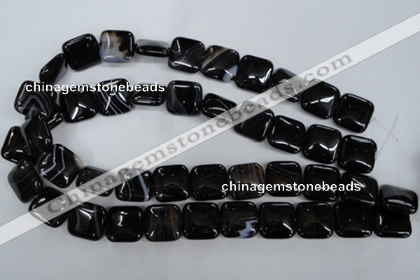 CAG2946 15.5 inches 18*18mm square black line agate beads