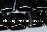 CAG2947 15.5 inches 20*20mm square black line agate beads