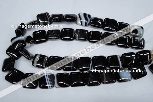 CAG2947 15.5 inches 20*20mm square black line agate beads