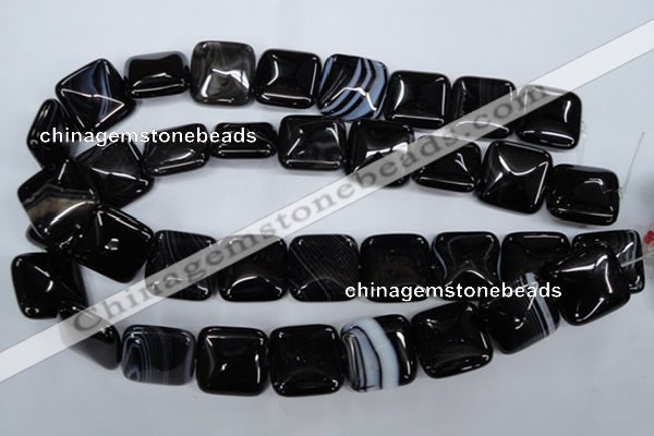 CAG2948 15.5 inches 22*22mm square black line agate beads