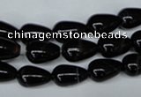 CAG2962 15.5 inches 8*12mm teardrop black line agate beads