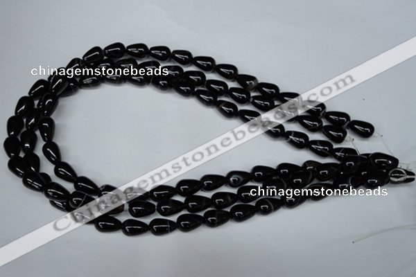 CAG2962 15.5 inches 8*12mm teardrop black line agate beads