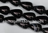 CAG2963 15.5 inches 10*14mm teardrop black line agate beads