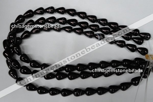 CAG2963 15.5 inches 10*14mm teardrop black line agate beads