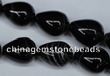 CAG2964 15.5 inches 13*18mm teardrop black line agate beads