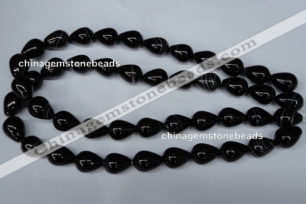 CAG2964 15.5 inches 13*18mm teardrop black line agate beads