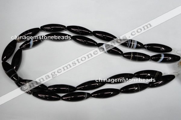 CAG2969 15.5 inches 10*30mm rice black line agate beads