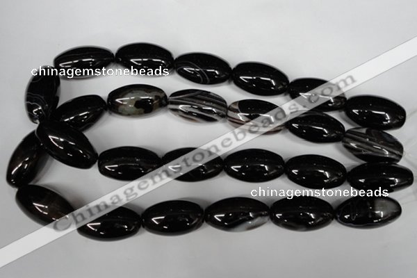 CAG2970 15.5 inches 15*30mm rice black line agate beads