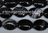 CAG3002 15.5 inches 12*16mm oval black line agate beads