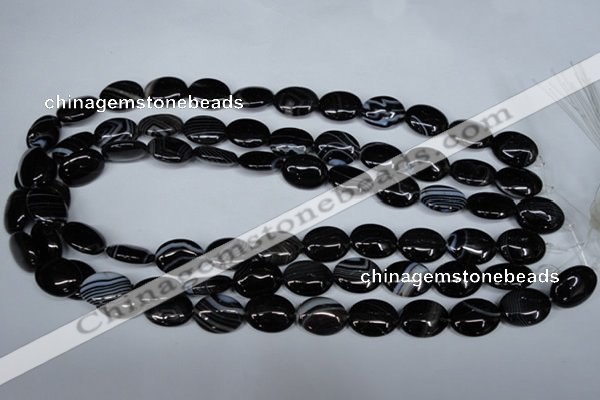 CAG3002 15.5 inches 12*16mm oval black line agate beads