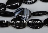 CAG3003 15.5 inches 13*18mm oval black line agate beads