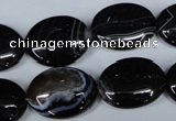 CAG3004 15.5 inches 15*20mm oval black line agate beads