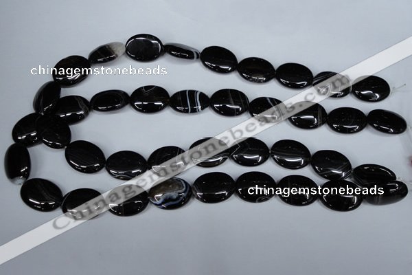 CAG3004 15.5 inches 15*20mm oval black line agate beads