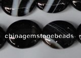 CAG3005 15.5 inches 18*22mm oval black line agate beads