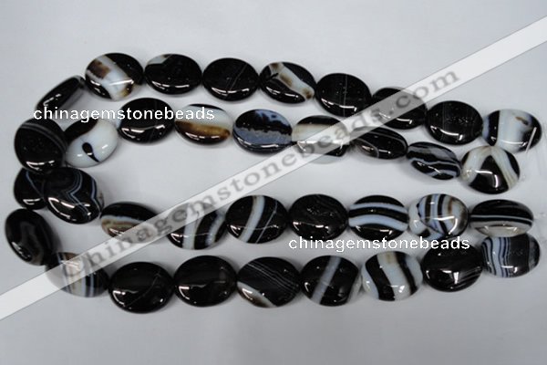 CAG3005 15.5 inches 18*22mm oval black line agate beads