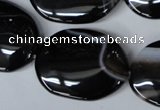 CAG3007 15.5 inches 22*30mm oval black line agate beads