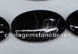 CAG3008 15.5 inches 20*35mm oval black line agate beads